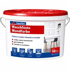 baufan Waschfeste Wandfarbe weiß Innenfarbe 10L