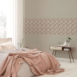 Bordüre Fliesen 3D Effekt Kreise Beige Grau 34469