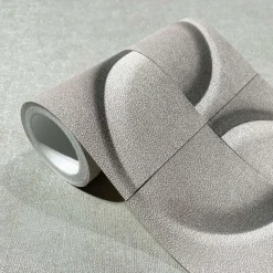 Bordüre Fliesen 3D Effekt Kreise Beige Grau 34469