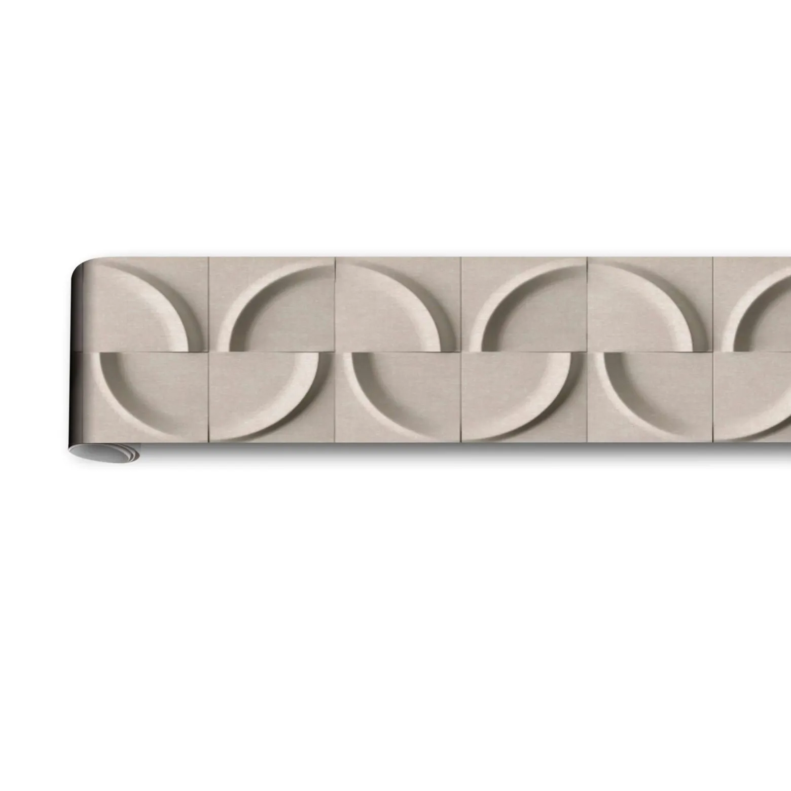 Bordüre Fliesen 3D Effekt Kreise Beige Grau 34469