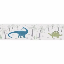 Bordüre Vlies Kinder Dinosaurier Wald Creme Grün 77141-1