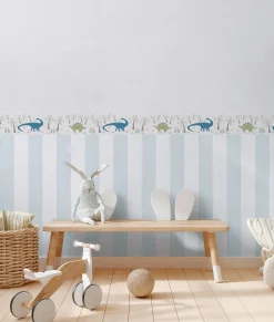 Bordüre Vlies Kinder Dinosaurier Wald Creme Grün 77141-1