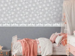 Bordüre Vlies Kinder Einhörner Floral Grau 77147-1