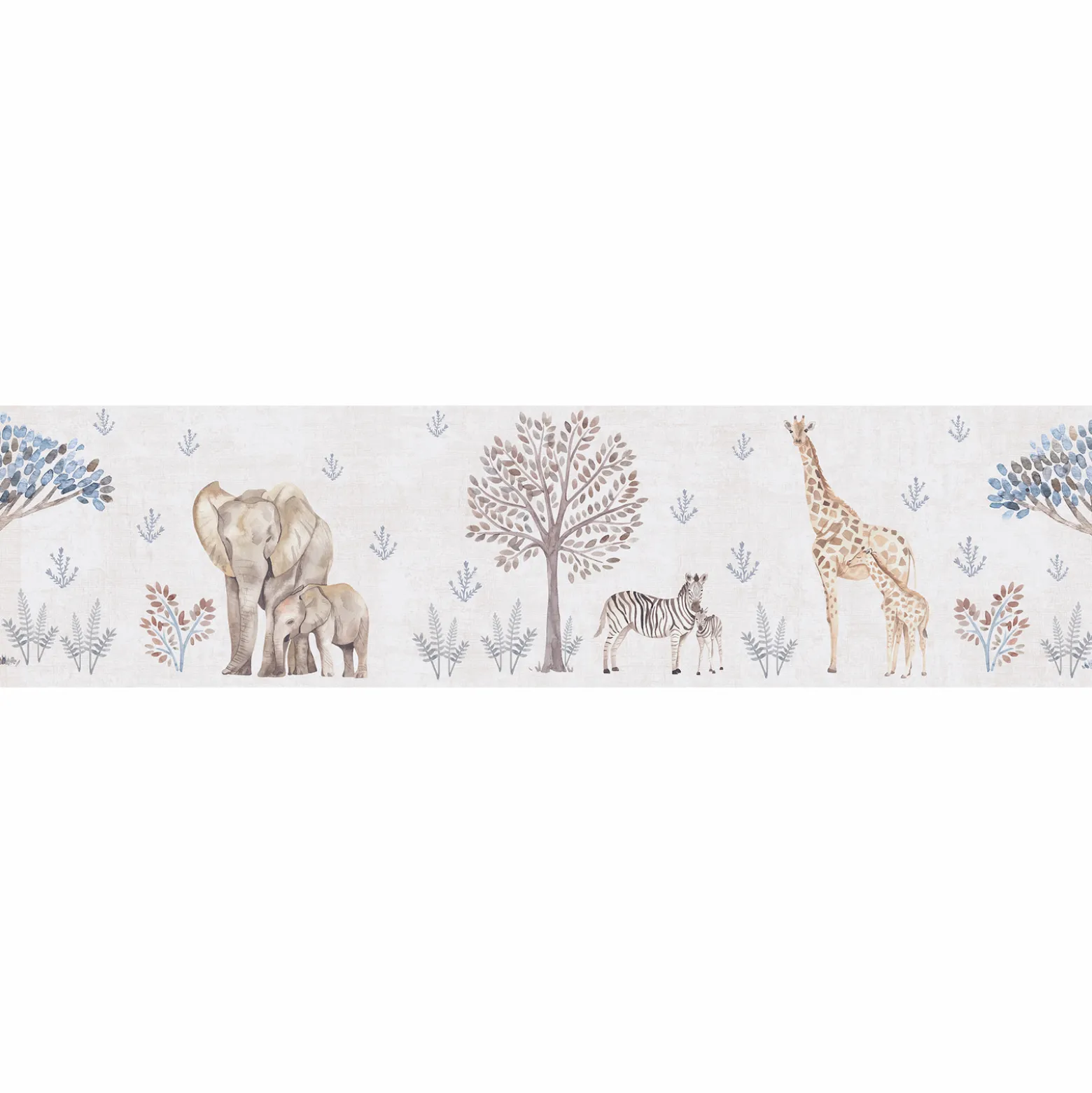 Bordüre Vlies Kinder Tiere Bäume Creme Grau 77177-1