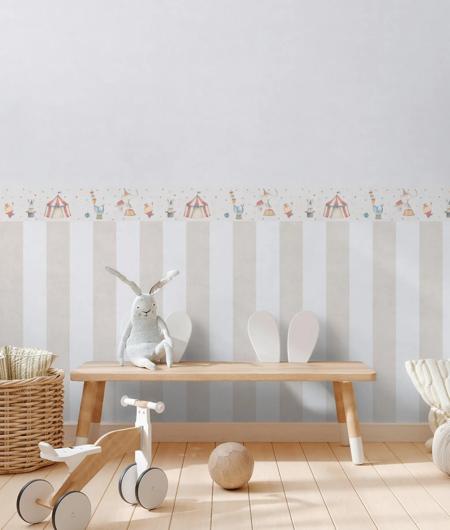 Bordüre Vlies Kinder Zirkus Tiere Creme Bunt 77149-1