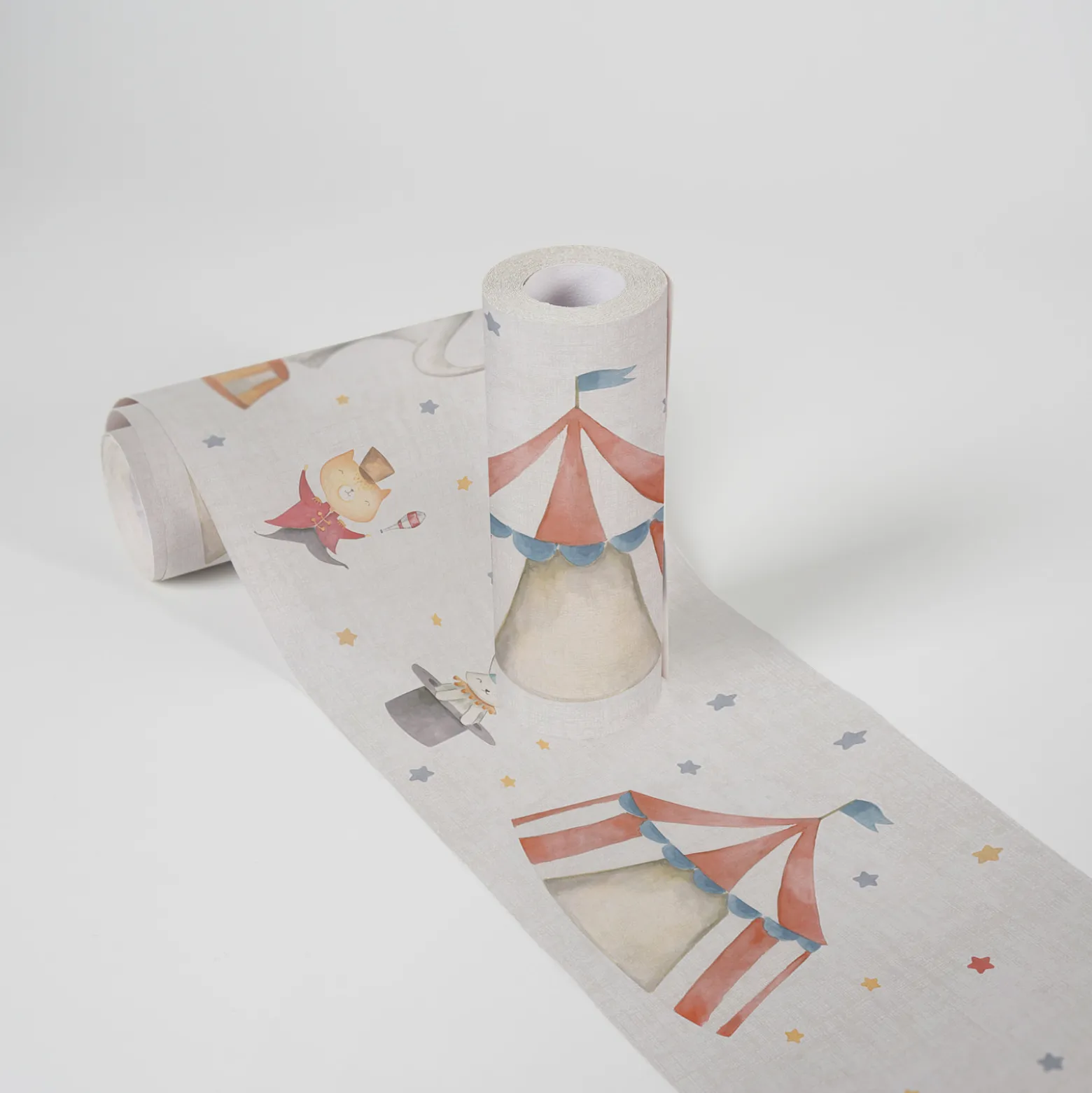 Bordüre Vlies Kinder Zirkus Tiere Creme Bunt 77149-1