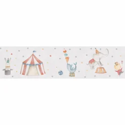 Bordüre Vlies Kinder Zirkus Tiere Creme Bunt 77149-1