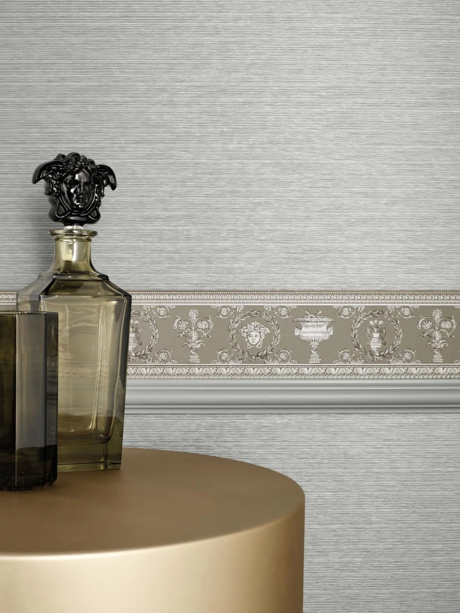 Borte Versace Home Medusa Lorbeer grau silber 34305-3