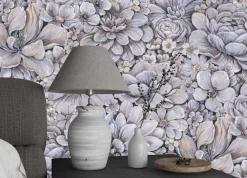 Botanica Vliestapete Blumen Lila Beige 33955