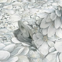 Botanica Vliestapete Blumen Blau Grau 33953