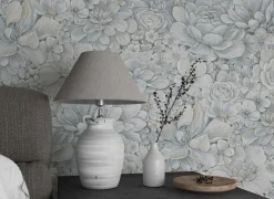 Botanica Vliestapete Blumen Blau Grau 33953
