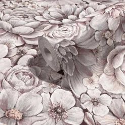 Botanica Vliestapete Blumen Rosa Grau 33954