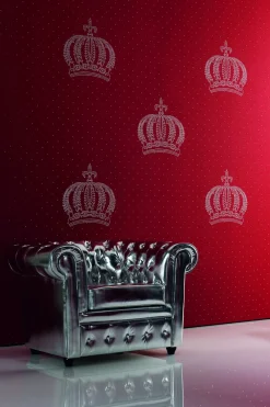 Designer Tapete Harald Glööckler 2 Kronen Strass weiß