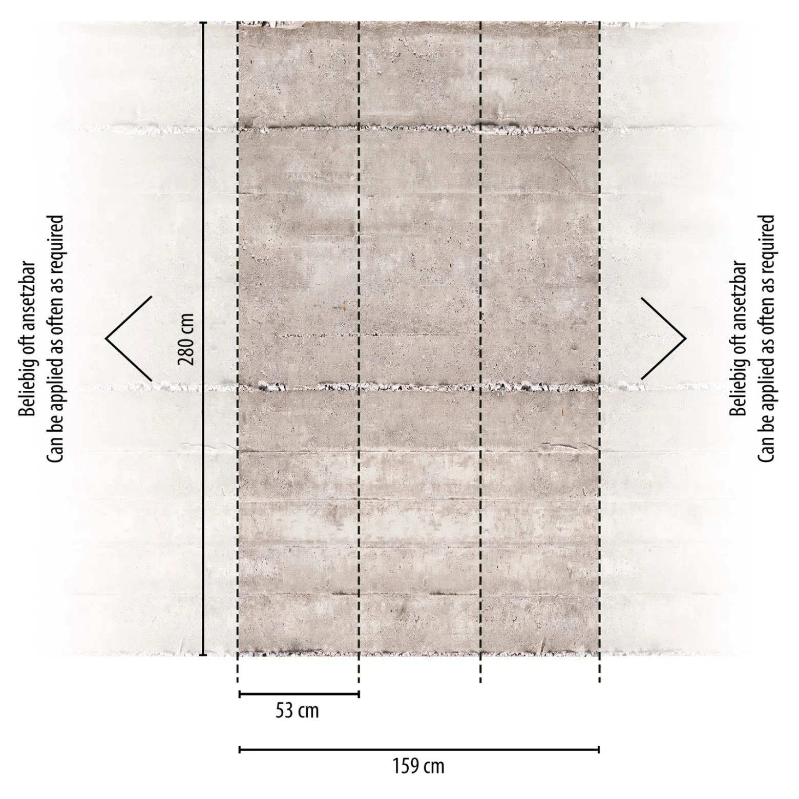 Digitaldruck Beton Optik Mauer Grau Creme 39252-1