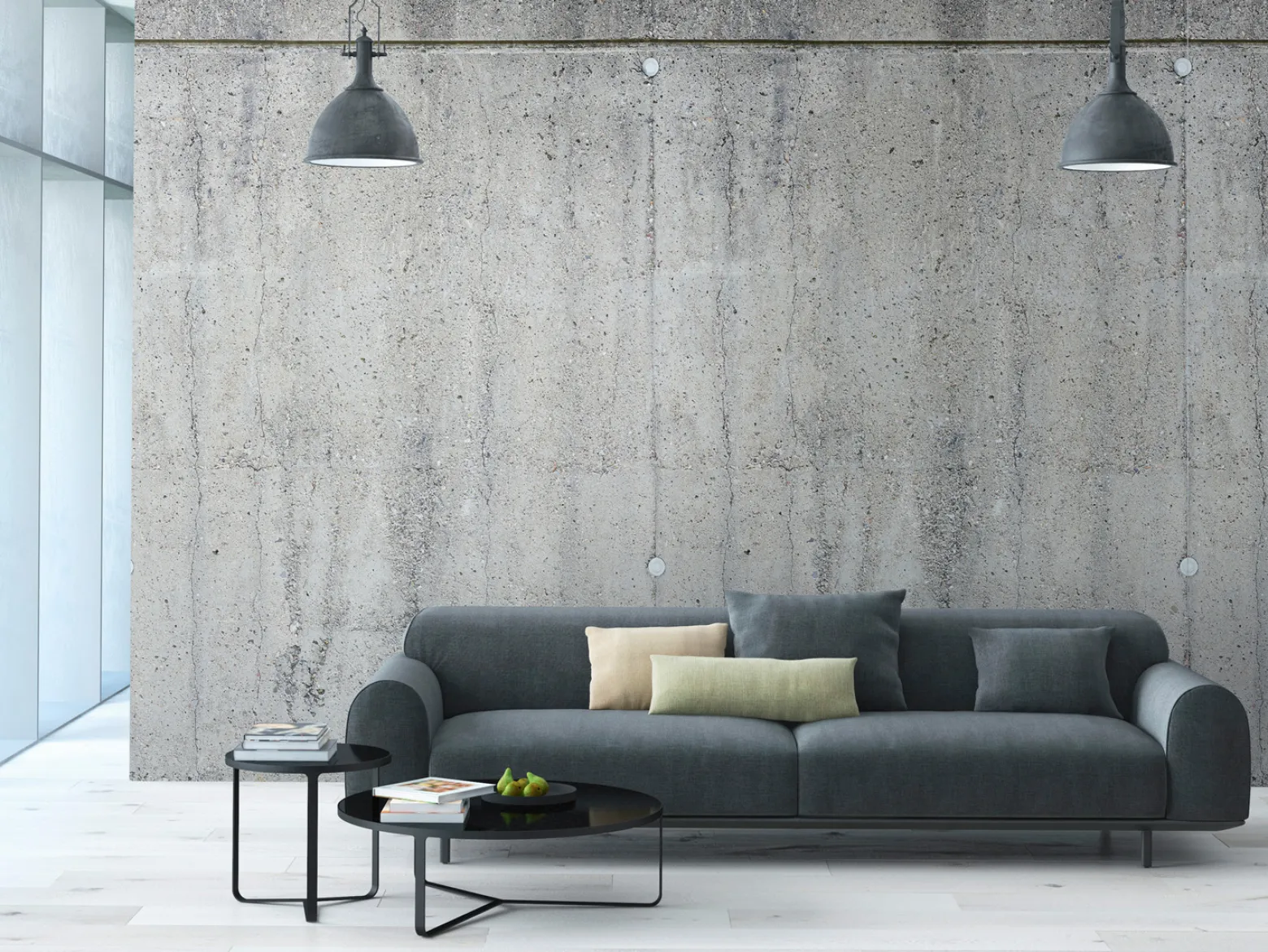 Digitaldruck Beton Optik Mauer Shabby Grau 39255-1