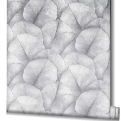 Digitaldruck Blattmuster Floral Grau Blau 34598
