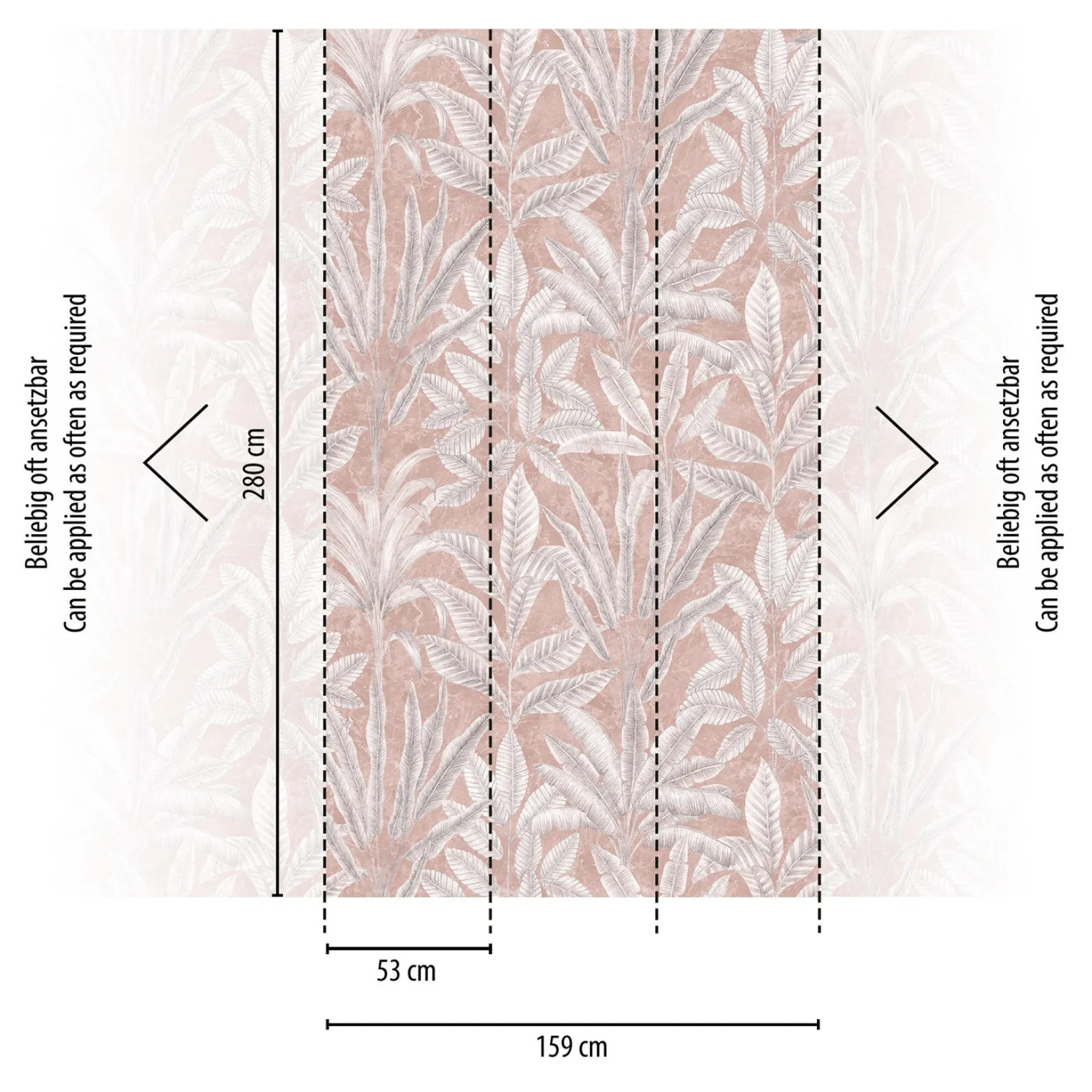 Digitaldruck Blätter Tropisch Rosa Grau 39316-1