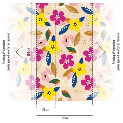 Digitaldruck Blumen Blätter Beige Rosa 39209-1