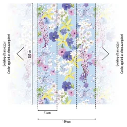 Digitaldruck Blumen Floral Blau Lila Weiß 39196-1