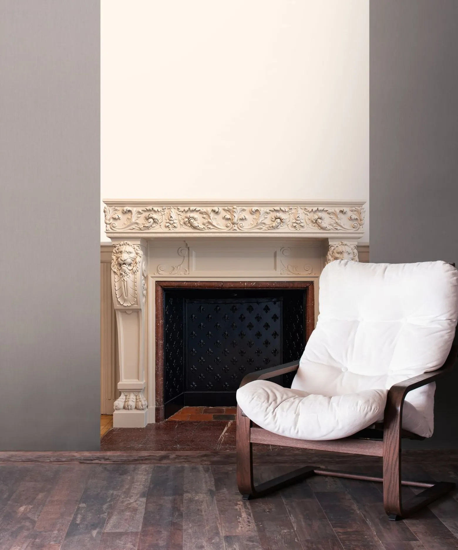 Digitaldruck Daniel Hechter Kamin Altbau Creme Beige