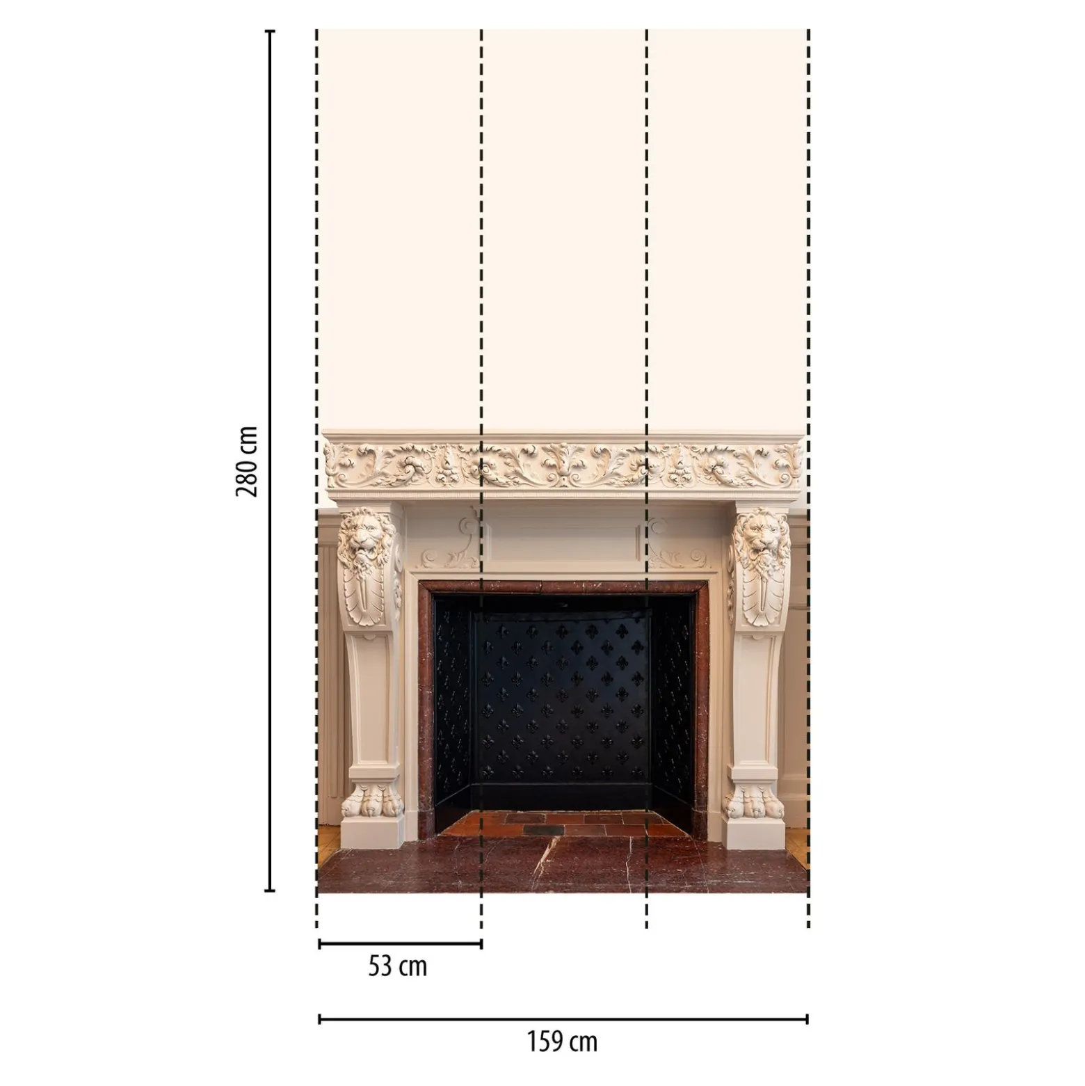 Digitaldruck Daniel Hechter Kamin Altbau Creme Beige