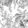 Digitaldruck Dschungel Floral weiß schwarz 32751