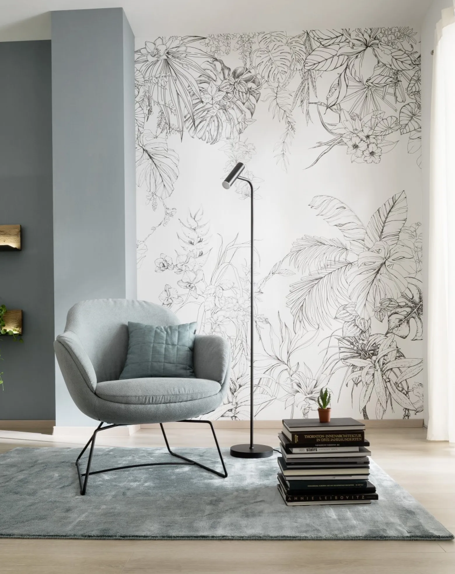 Digitaldruck Dschungel Floral weiß schwarz 32751