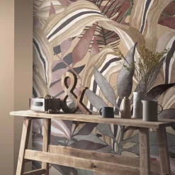 Digitaldruck Elle Blätter Tropen Floral Braun Rot 2270-20