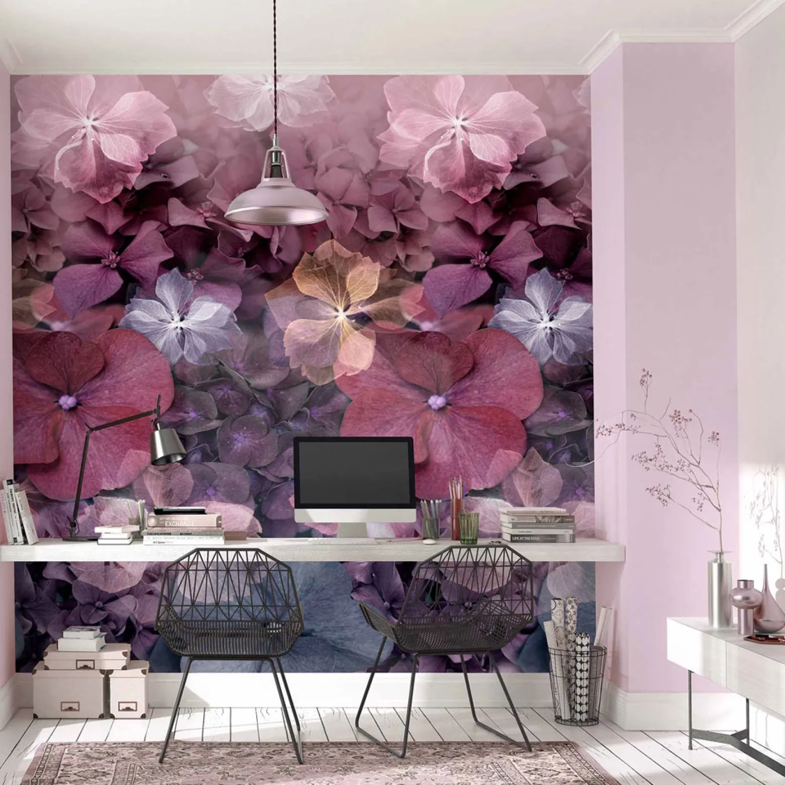 Digitaldruck Elle Floral Blumen Rot Rosa Lila 2267-10