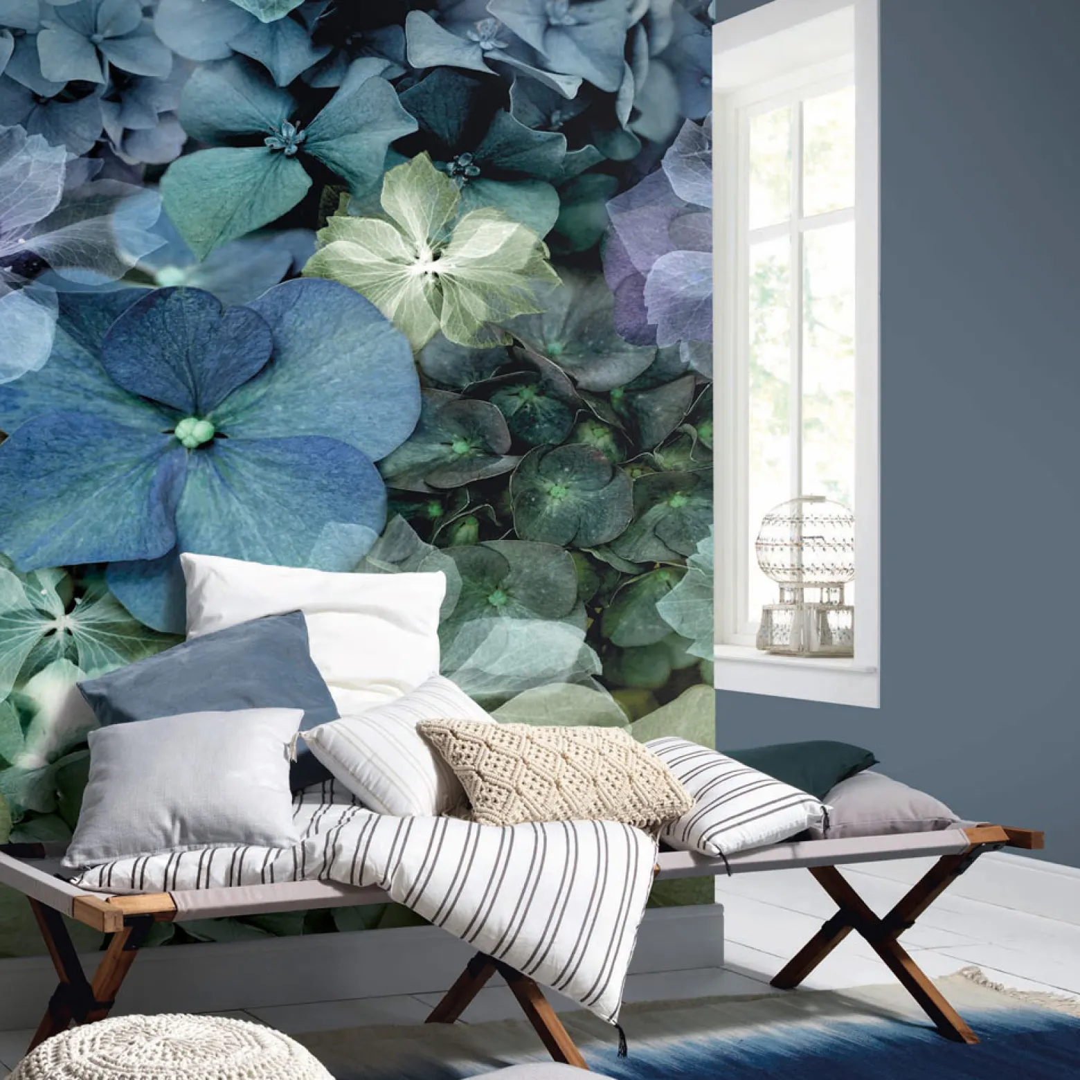 Digitaldruck Elle Floral Blumen Blau Grün 2267-20