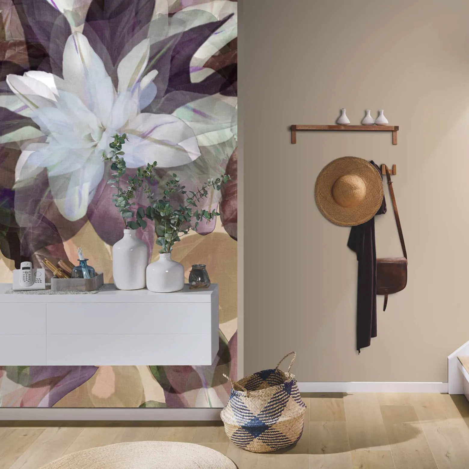 Digitaldruck Elle Floral Tropisch Beige Rot 2269-20