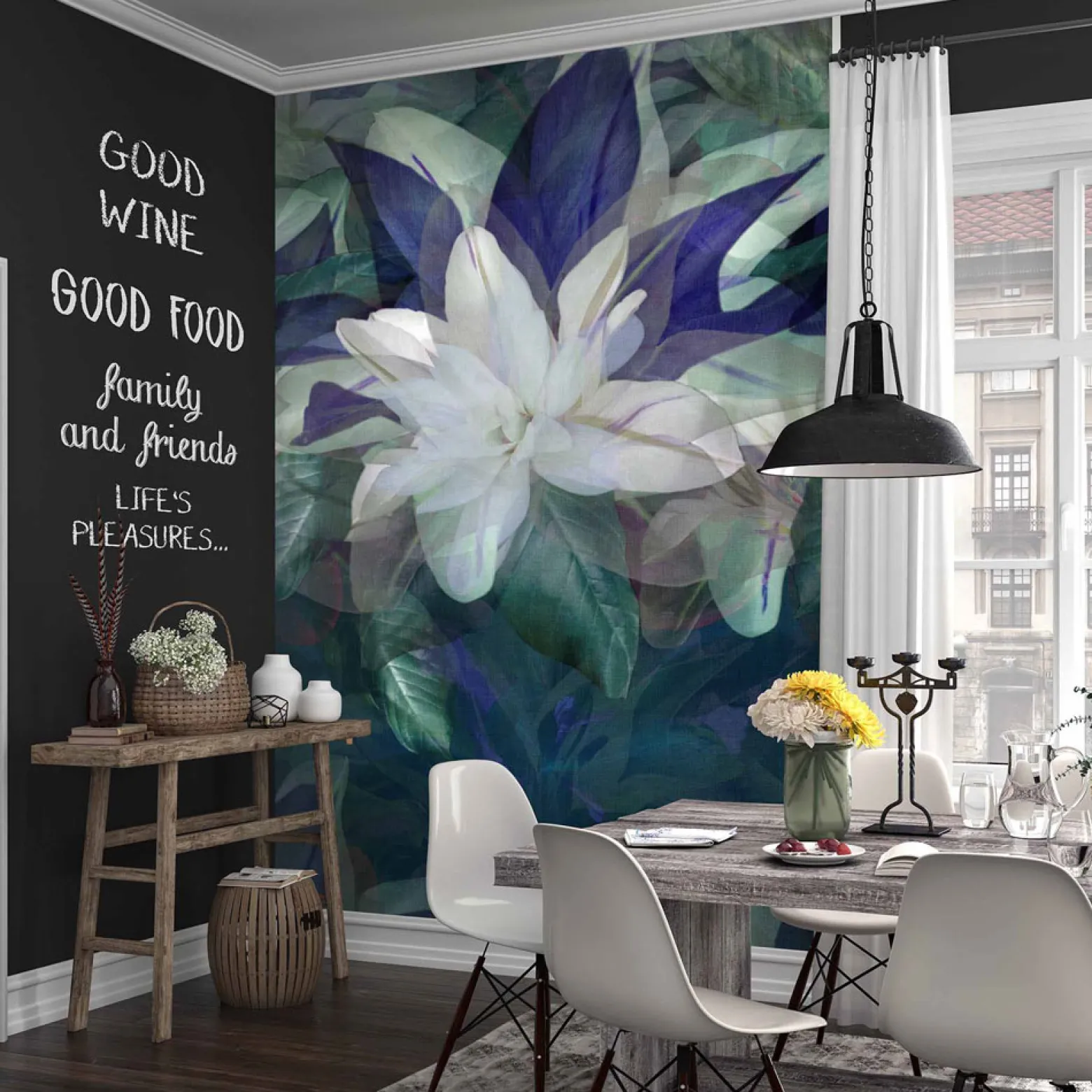 Digitaldruck Elle Floral Tropisch Blau Grün 2269-10