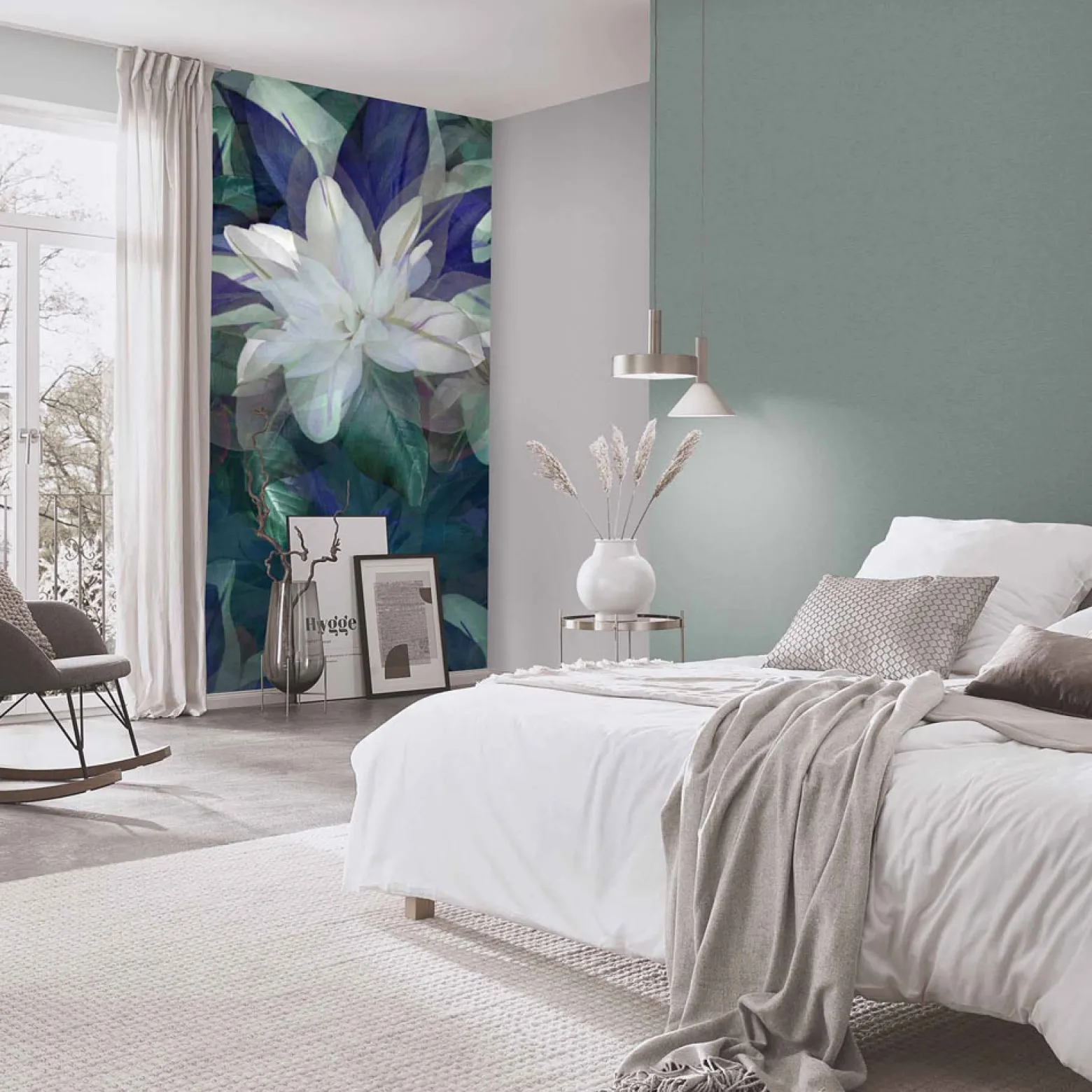 Digitaldruck Elle Floral Tropisch Blau Grün 2269-10