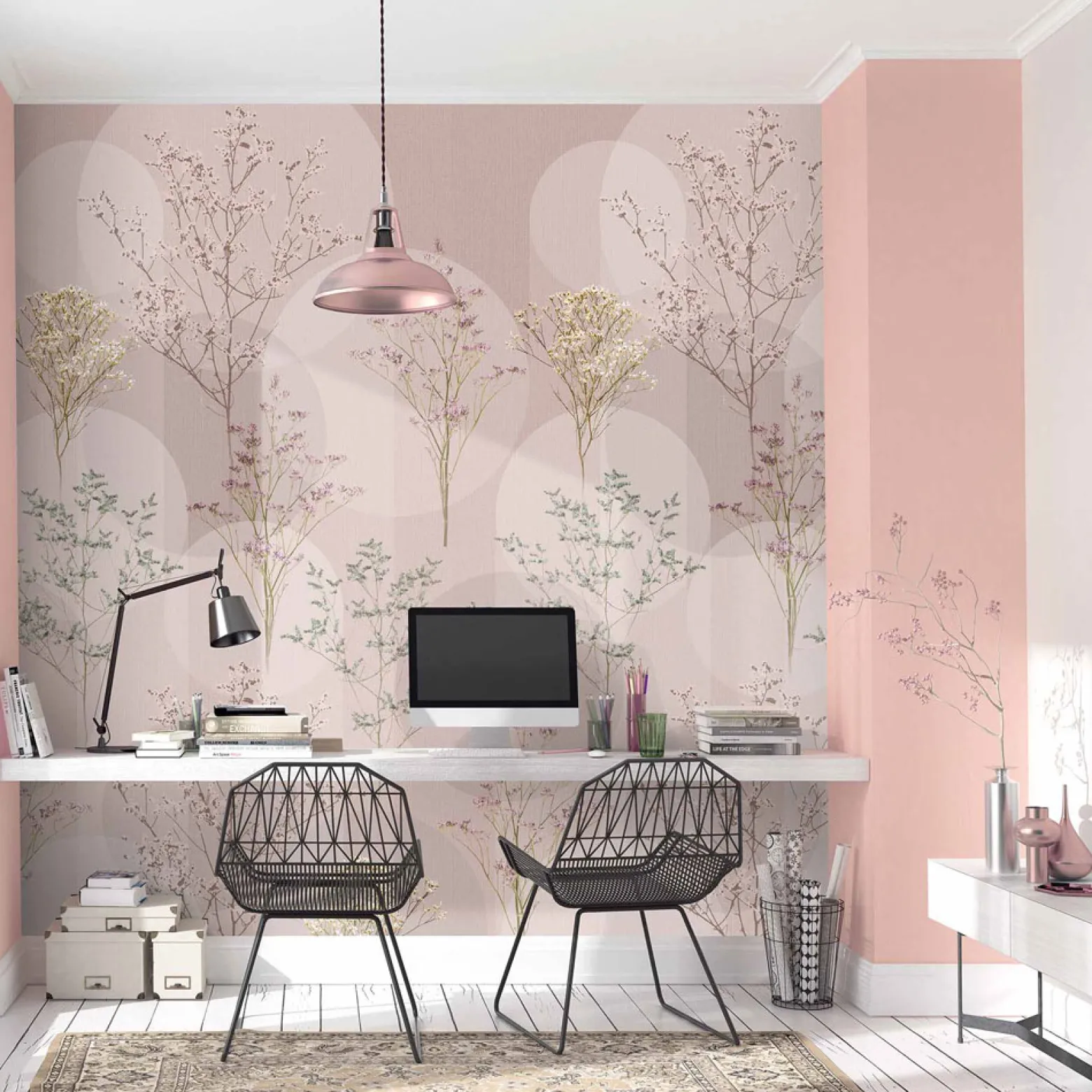 Digitaldruck Elle Grafik Floral Blumen Rosa 2268-10