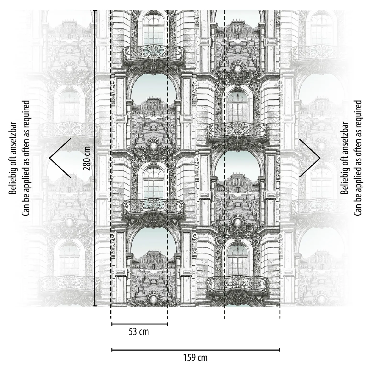 Digitaldruck Gebäude Fenster Weiß Schwarz 39311-1