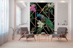 Digitaldruck Michalsky Pfau Blume grün schwarz DD120235