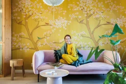 Digitaldruck Rasch Baum Vögel Blüten gelb rosa 542127