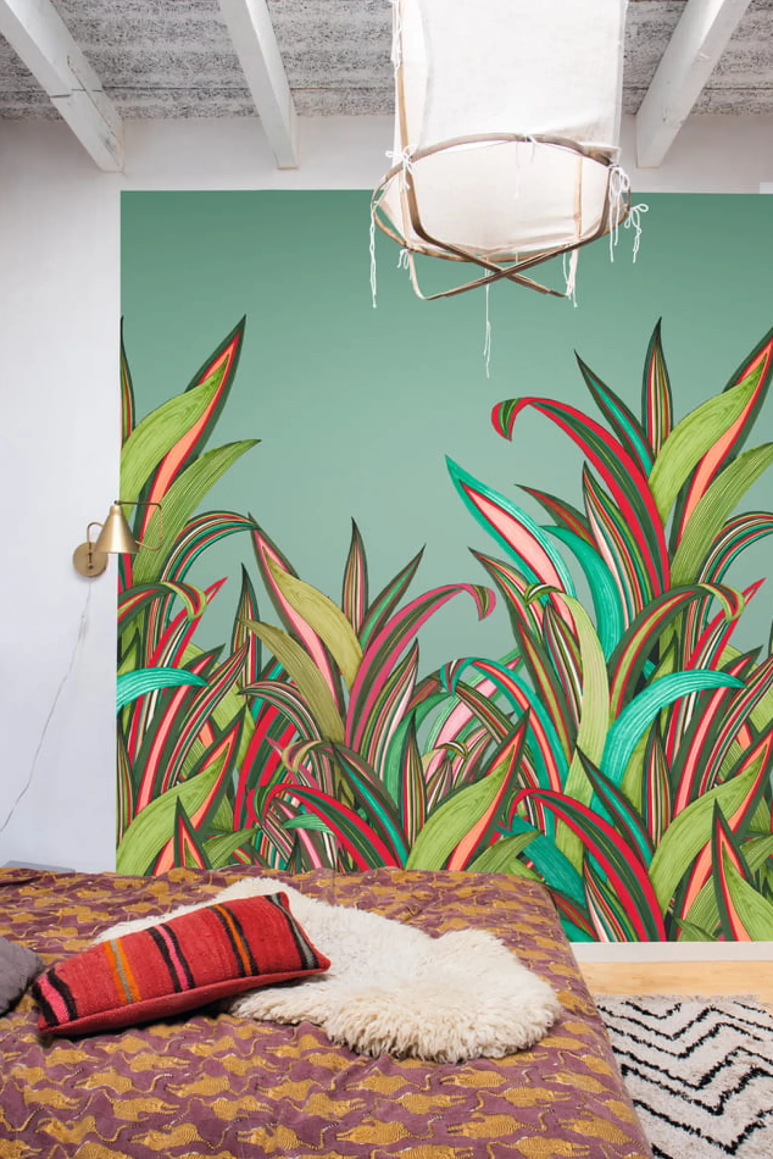 Digitaldruck Rasch Farn Blätter blau grün 542233