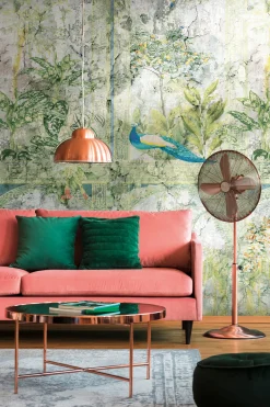 Digitaldruck Used-Look Floral Grün Blau 39332-1