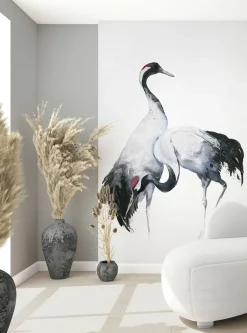 Digitaldruck Vögel Aquarell Schwarz Weiß Grau 34596