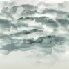 Digitaldruck Vlies Aquarell Wolken Grün Petrol 33154