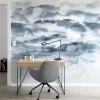 Digitaldruck Vlies Aquarell Wolken Blau Weiß 33153