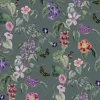 Digitaldruck Vlies Floral Blumen Grün Lila Rosa 33114