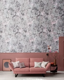 Digitaldruck Vlies Patina Effekt Lila Grau Rosa 33136