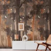 Digitaldruck Wald Bäume Braun Beige Orange 39237-1