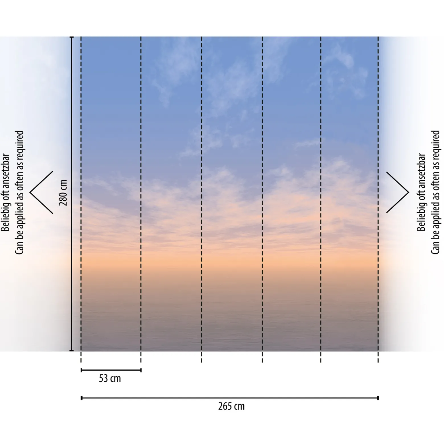 Digitaldruck Wolken Himmel Blau Orange 39229-1