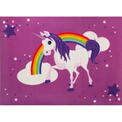 Einhorn Spielteppich Mädchen Lila WASCHBAR 95x133cm