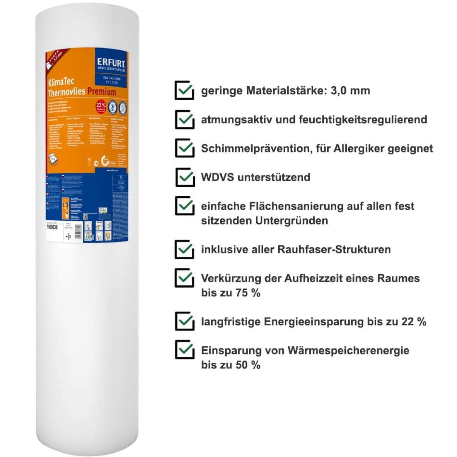 Erfurt KlimaTec Thermovlies Premium - 2 Rollen + Kleber