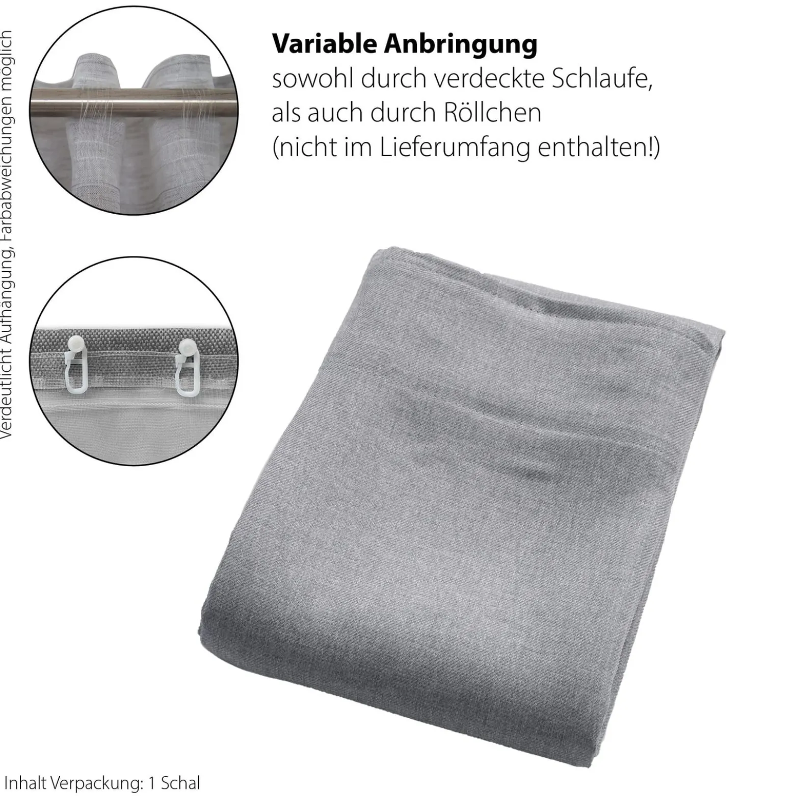 Fertigschal Uni kiesel blickdicht Allen 245x140