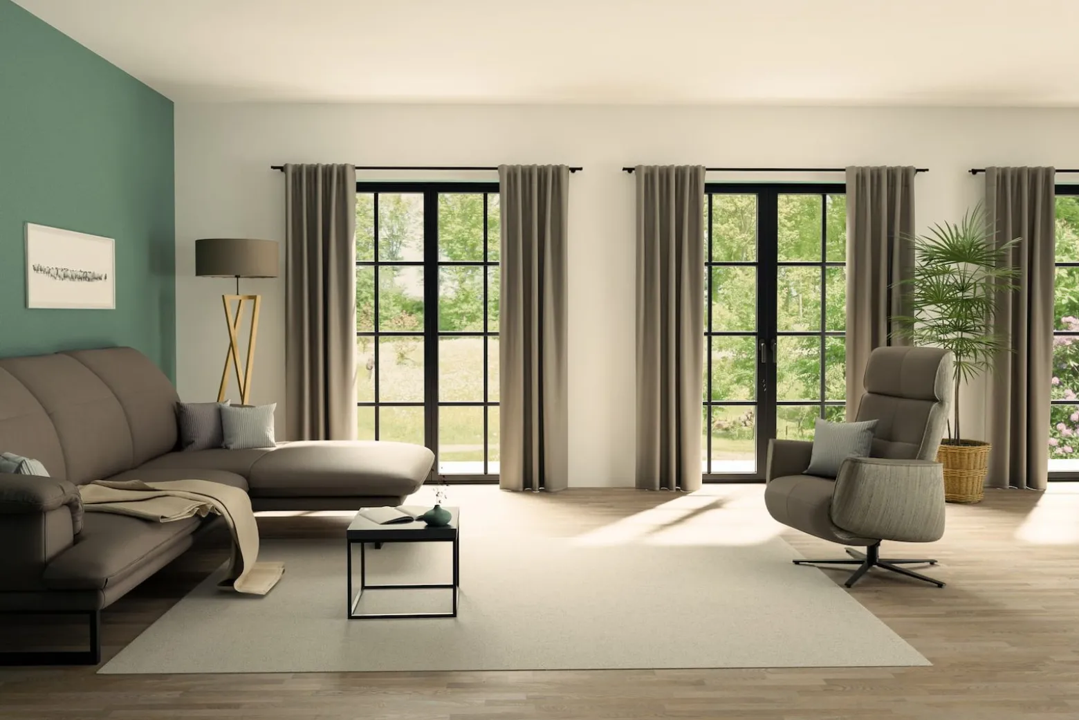 Fertigschal Uni taupe blickdicht Allen 245x140
